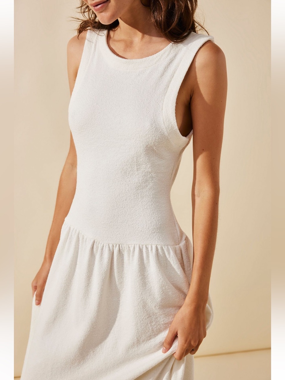Free People Easy Does It Maxi Dress-white slubby French terry-NWT - Picture 2 of 10